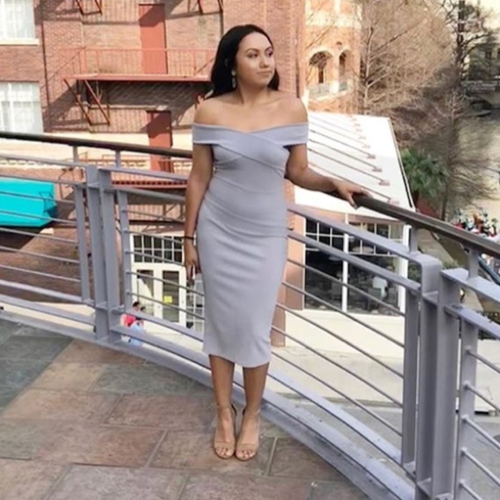 Grey off the shoulder dress